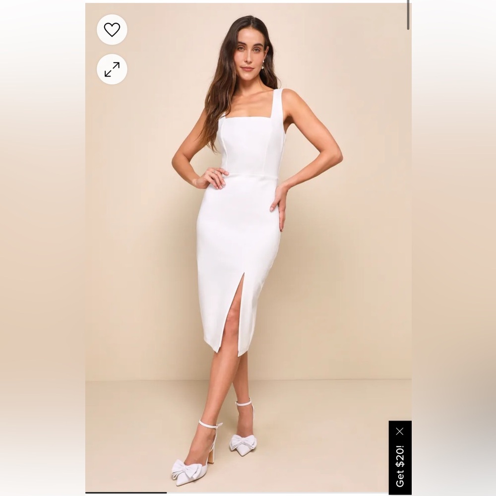 Lulu’s Baby, You're The One White Sleeveless Bodycon Midi Dress XS